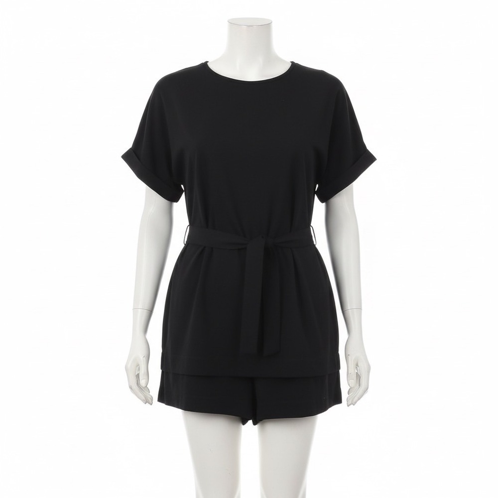 Victoria Beckham for‎ Target Romper Black L Belted Tie Waist Minimalist Modern
